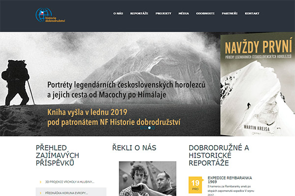 Historie dobrodružství webové stránky